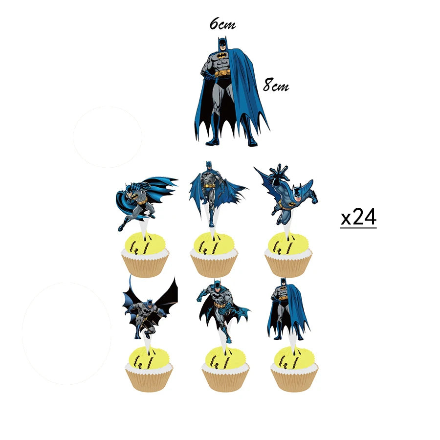 Batman Birthday Party Decoration Disposable Tableware Tablecloth Plate Napkin Balloon Cake Topper Baby Shower Party Favors