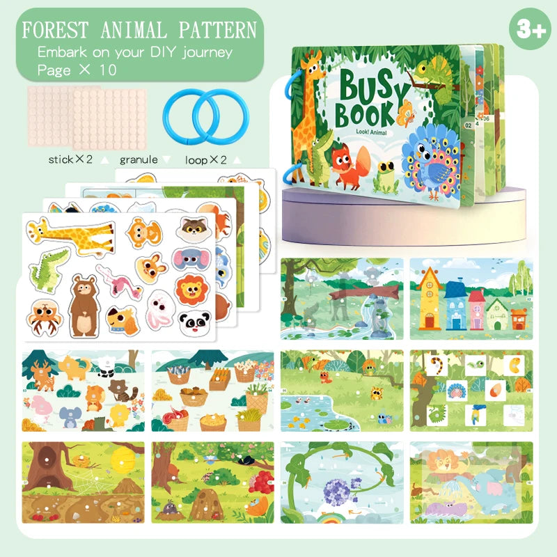 Busy Book for Kids Quiet Book Sticker Montessori Early Educational Toy Toddlers Matching Puzzles Game Baby Learning Toys Gifts