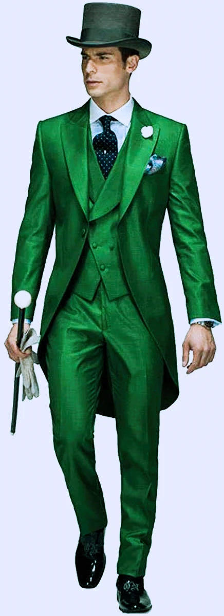 3 Piece Solid Men Suit Wedding Groom Tuxedo Long Blazer Best Man Formal Prom Male Suit Fashion Costume Homme (Jacket+Vest+Pants)