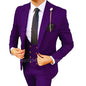 Solid Men's 3 Piece Suit Slim Fit Men Tuxedo Suit Party Wedding Prom Business One Button Peak Lapel Blazer Jacket Vest Pants Set