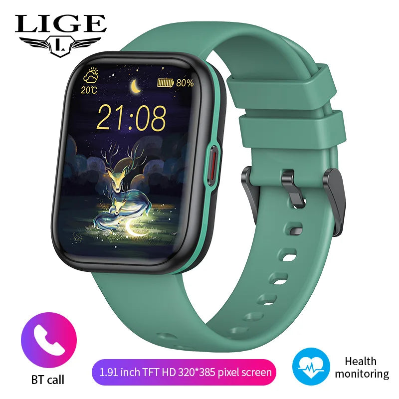 LIGE Nowy Smartwatch z Pomiarem Temperatury Ciała Damski Męski Ekran HD 360 Odbieranie Połączeń Wybieranie Połączeń Smartwatch Męskie Zegarki dla Kobiet Bransoletka