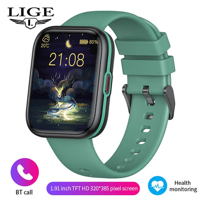 LIGE Nowy Smartwatch z Pomiarem Temperatury Ciała Damski Męski Ekran HD 360 Odbieranie Połączeń Wybieranie Połączeń Smartwatch Męskie Zegarki dla Kobiet Bransoletka