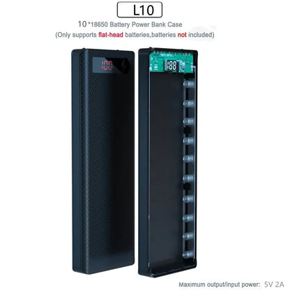 8×18650 Battery Box LED Power Bank Shell Case Dual USB Charging Storage Box Portable Battery Holder Mobile Phone Charger Case