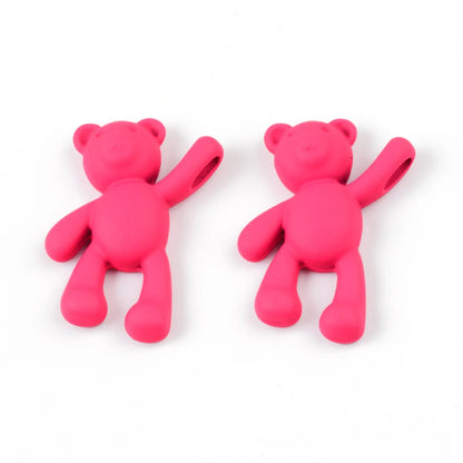 10PCS/lot DIY Cute Cartoon Teddy Bear Pendant Jewelry Accessories Wholesale Alloy Spray Paint Simple Multicolor Jewelry Material
