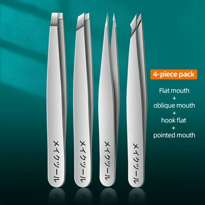 Professional Eyebrow Tweezers Set Silvery and Rose Golden Eyebrow Forceps Beauty Tool Set For Facial Hair Inward Growing