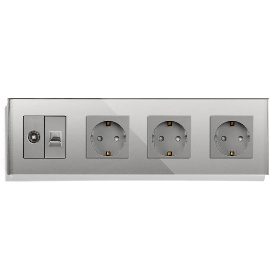 Bingoelec Grey Smart Light Switch and WiFi Wall Socket with Crystal Glass Panel Switches with Sockets Home Improvement