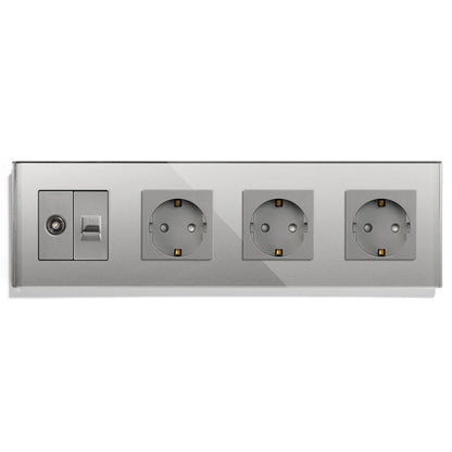 Bingoelec Grey Smart Light Switch and WiFi Wall Socket with Crystal Glass Panel Switches with Sockets Home Improvement