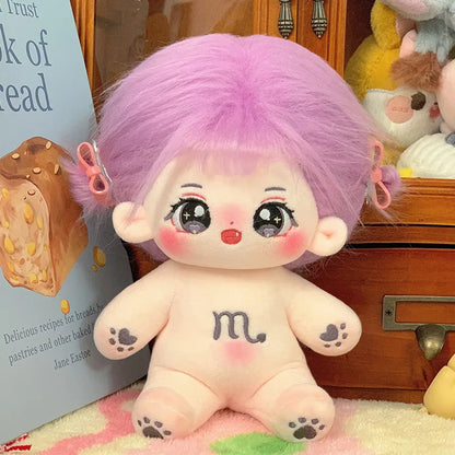 20cm Kawaii Plush Cotton Doll Idol Stuffed Super Star Figure Dolls Twelve Constellations Doll Can Change Clothes Gift