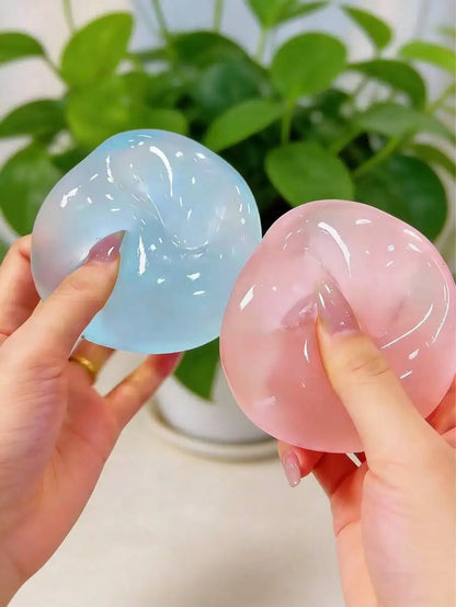 Moldable Slow Rebound Blue Coconut Oil Handmade Squeezing Ball, 6cm Round Malt Stress Relief Squeeze Toy