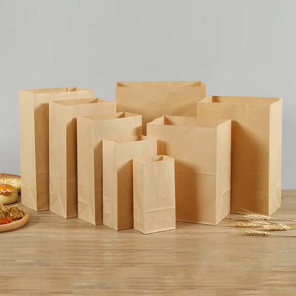 Wholesale Kraft Paper Bags Food Small Gift Sandwich Bread bag Hamburger Baking Takeaway Pouches Lunch Grocery Packaging Bag