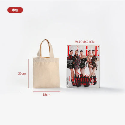 100pcs/lot Custom Canvas Tote Bag with Logo Small Batch Wholesale Reusable Cotton Shopping Bag
