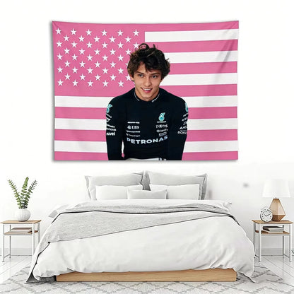 1pc K-Kimi A-Antonelli Racing Tapestry, Pink Stripe Flag Wall Hanging, Ideal for Motorsport Fans Bedroom Dorm Game Room Home