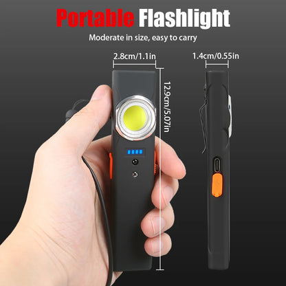 Super Bright Keychain Flashlight Mini COB Portable Work Light USB Rechargeable Outdoor Camping Fishing Pocket Lamps With Magnet
