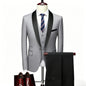 ( Jacket + Vest + Pants ) Men's 3 Piece Tuxedo Suit Set, Beige Blazer with Black Shawl Lapel for Wedding, Groom, Formal Party
