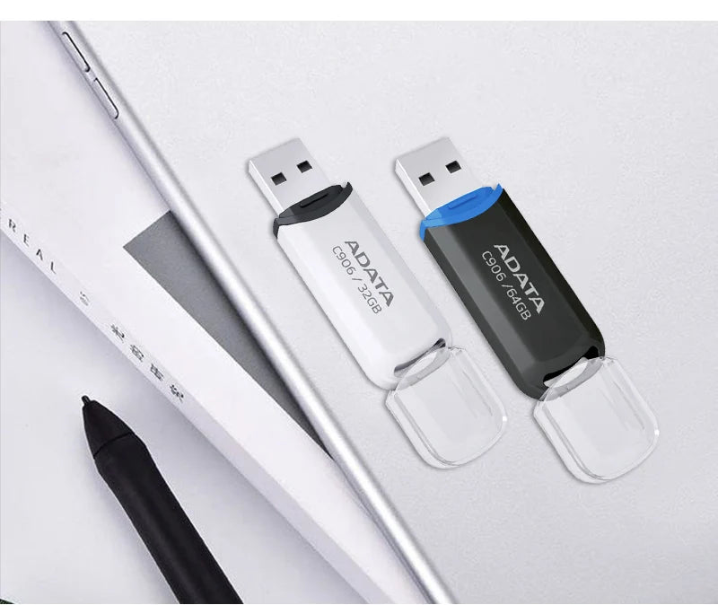 ADATA USB 2.0 Flash Disk C906 Memory Stick 8GB 16GB 32GB 64GB USB Flash Drive White Black Mini Portable Pen Drive For Computer