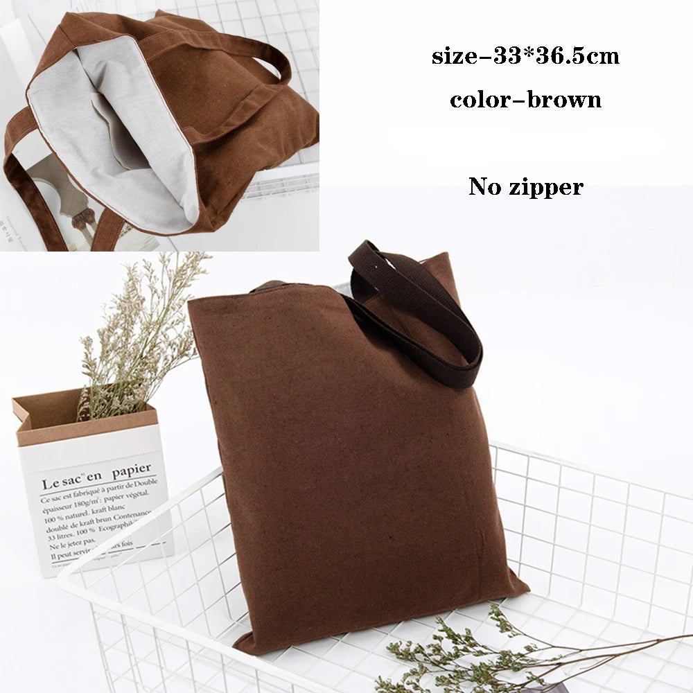 Canvas Cotton bag grocery handbag Foldable Fabric tote bag portable Storage organizer Shopping bag for woman Cloth organizer bag