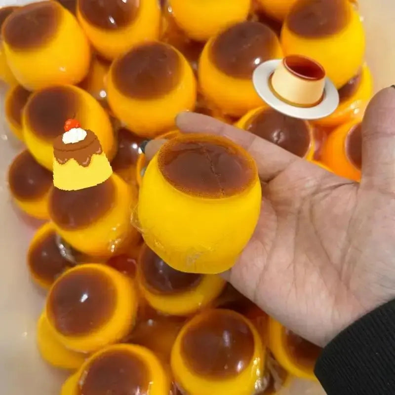 Pudding-shaped Squeeze Ball Caramel Crunchy Handmade Squishy Portable Diy Fidget Accessory For Stress Relief & Cute Desk Play