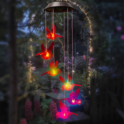1Pc Outdoor Solar Garden Multi-color Wind Chime Lights North American Cardinals Butterfly Dragonfly Hummingbird and So On