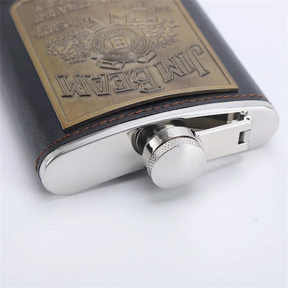 Stainless Steel Wine Bottle with Patch, Outdoor Portable On-the-go Wine Bottle, Small Diameter, High Color