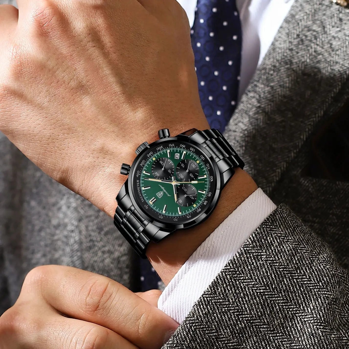 POEDAGAR Luxury Fashion Men Wristwatch Waterproof Luminous Chronograph Date Man Watch Stainless Steel Sport Quartz Men's Watches
