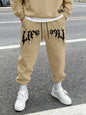 Men's Aesthetic Dark Gothic Letter Art Print Sweatpants Elastic Waist Joggers Cozy Goth Daily Street Fashion Bottoms