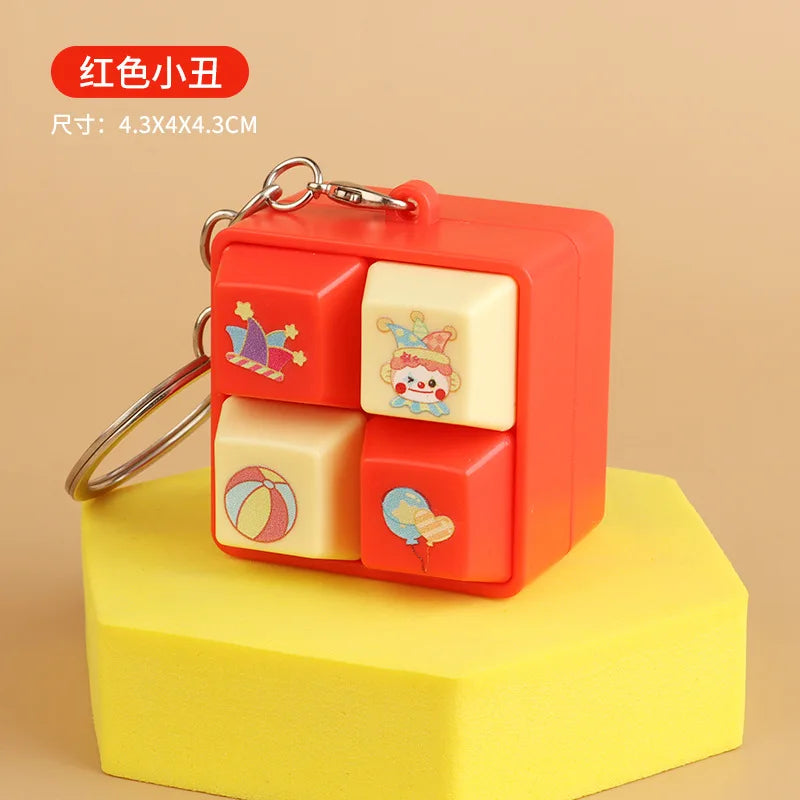 Creative Four Grid Keyborad Button Keychain Stress Relief Fidget Decompression Keyring Backpack Hanging Pendant Birthday Gift