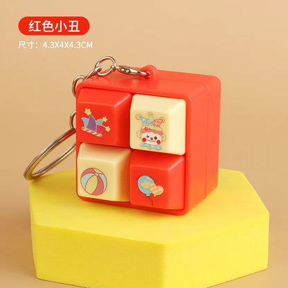Creative Four Grid Keyborad Button Keychain Stress Relief Fidget Decompression Keyring Backpack Hanging Pendant Birthday Gift
