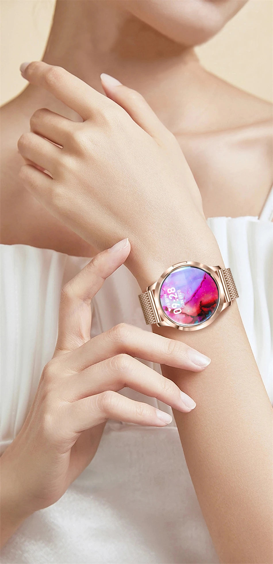 Nowy Smartwatch dla Kobiet 1.32 Cala AMOLED HD Ekran Sportowy Fitness Wodoodporny Zegarek Połączenia Bluetooth Cyfrowy Smartwatch Damski