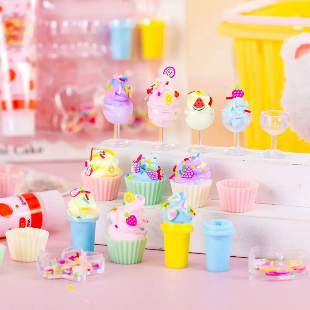 10pcs/Set Simulation Cream Children Ice Cream Dessert Making Cake Model Handmade DIY Set Leisure Entertainment Small Toys