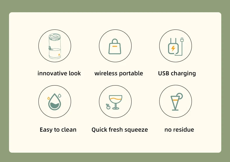 USB Rechargeable Electric Juicer 1PC Wireless Citrus Lemon Orange Juicer Automatic Fresh Fruit Blender for Kitchen