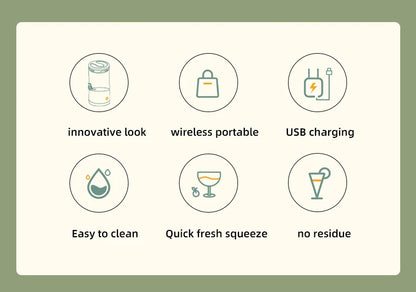 USB Rechargeable Electric Juicer 1PC Wireless Citrus Lemon Orange Juicer Automatic Fresh Fruit Blender for Kitchen