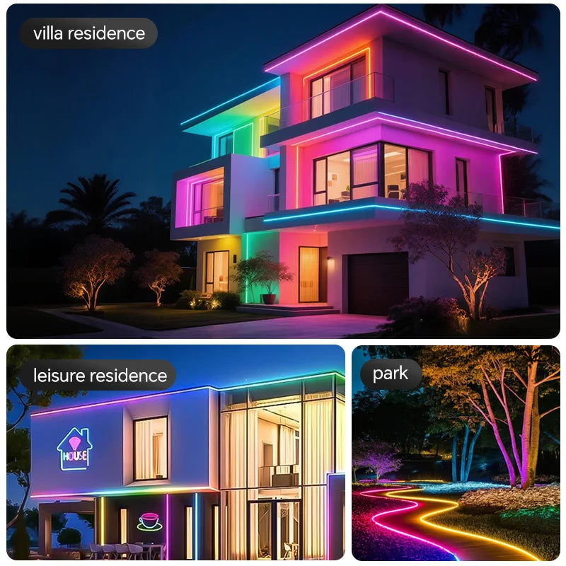 1M-10M LED Neon Rope Tube Soft Silicone Diffuser Channel Black/White Flexible Ribbon Strip Light for Recessed Channel
