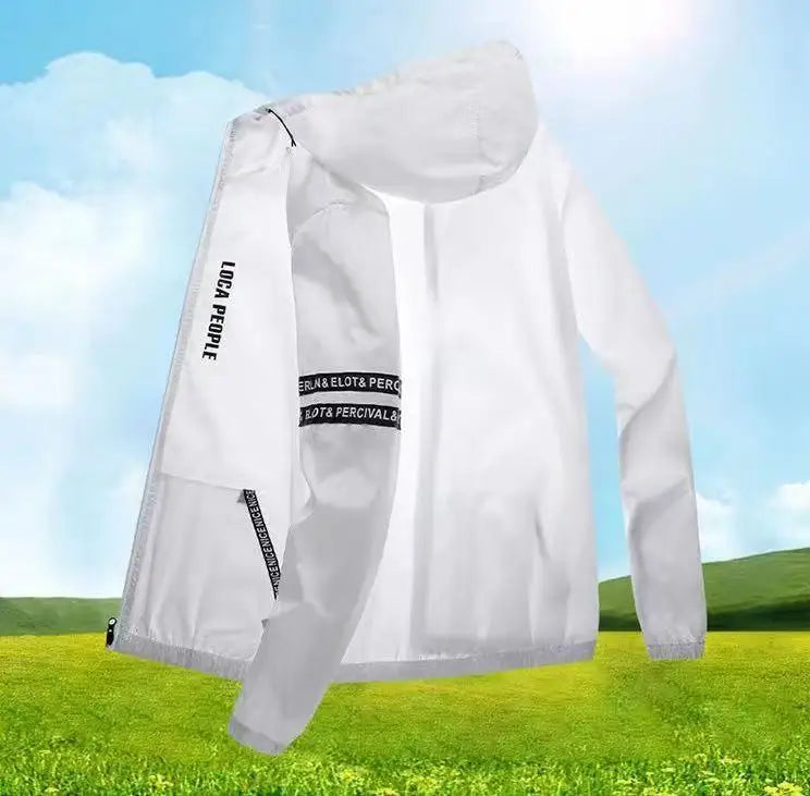 Summer Sun Protection Clothing Men's Casual Waterproof Quick-drying Bicycle Hooded Jacket Plus Size Hiking Thin Skin windbreaker