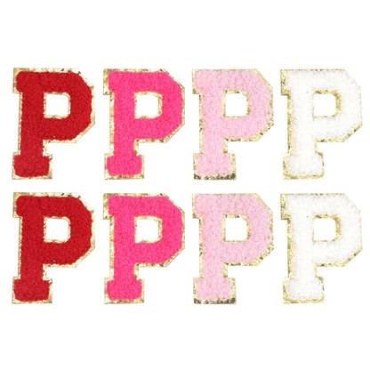8pcs Sweet 26 Letters Towel Embroidery Patch Pink A-Z Self-adhesive Sticker Decoration For DIY Apparel Bag Crafts Accessories