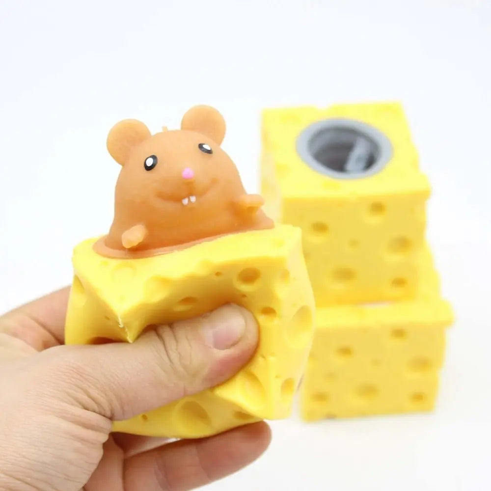 PVC Cheese Mouse Decompression toy Stress Relief Squeeze Anti Stress Toy Pop Up Funny Fidget Toys children