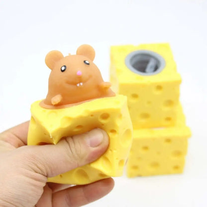 PVC Cheese Mouse Decompression toy Stress Relief Squeeze Anti Stress Toy Pop Up Funny Fidget Toys children