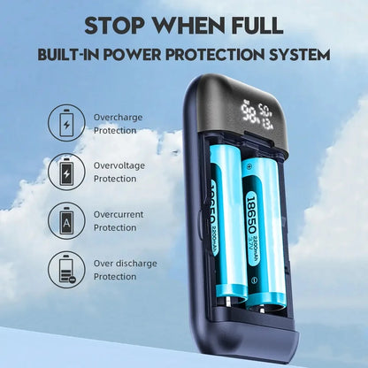 18650 Battery Charger Case DIY Power Bank Box Portable QC 3.0 PD 18W Fast Charging Case for 18650 21700 20700 Lithium Batteries