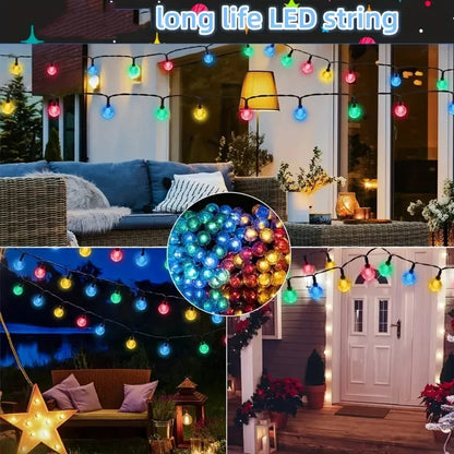 5/6.5/12M Solar Bubble Ball String Light Outdoor Lighting Waterproof 8 Functions Halloween Christmas Holiday Decorative Lamp