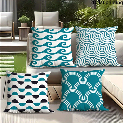 4 PCS Outdoor pillow cover  Coastal Boho Outdoor Throw Pillow Covers , Very suitable for decorating balconies and courtyards.
