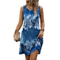 2026 Summer New Arrival Sleeveless Dress for Women, Loose & Slim-Fit Printed Tank Dress, Vacation Style A-Line Mini Skirt