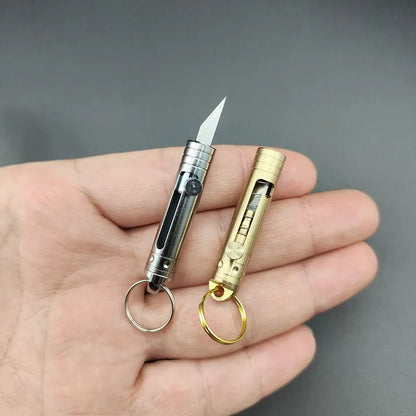Sports Mini Copper Knife with Keychain Pendant - Portable Multi-functional Tool, Suitable for Camping, Daily Carrying and Paper Cutting, Portable Disassembly and Assembly Design, A Must for Men's Durable Outdoor Survival, Met
