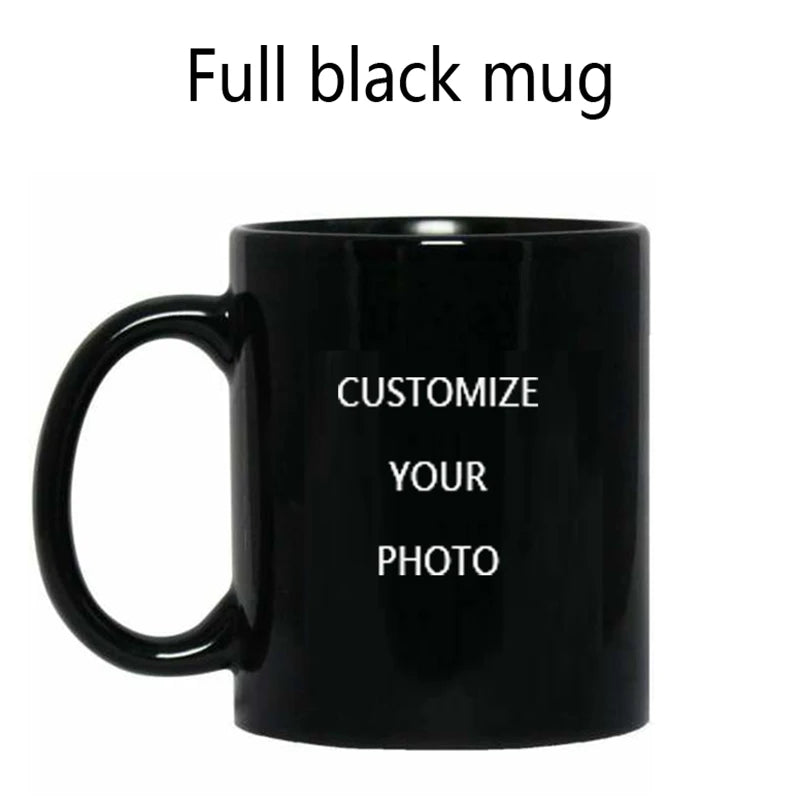Customize Photo Black Coffee Mug - Personalized Dog Cat Familay Lover Photos Cup Tea Cup with Names Mothers' Day Surprised Gift
