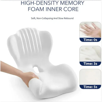 Ergonomic Memory Foam Seat Cushion Lumbar Support Pad Relieve Tailbone Sciatica Pain For Office Chair Car Seat Daily Use