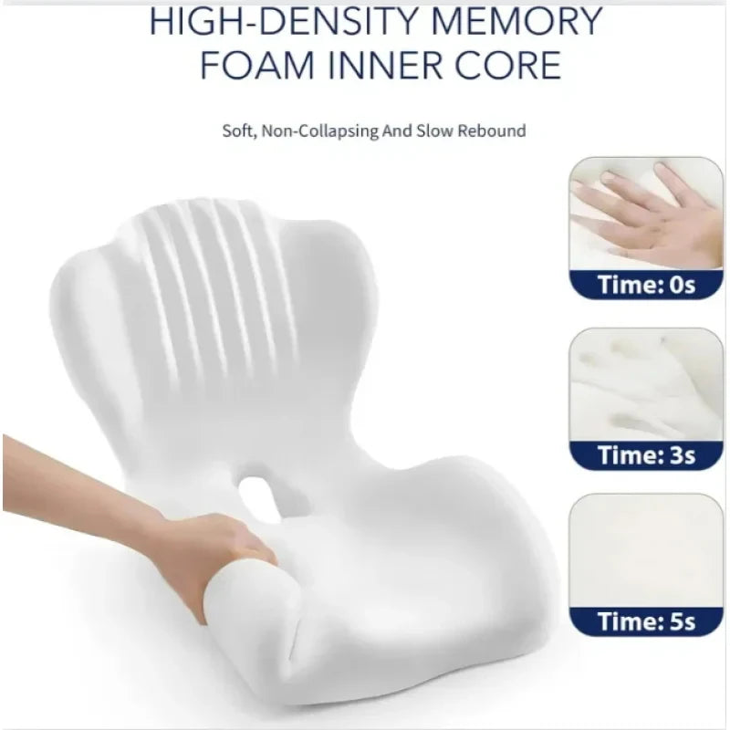 Ergonomic Memory Foam Seat Cushion Lumbar Support Pad Relieve Tailbone Sciatica Pain For Office Chair Car Seat Daily Use