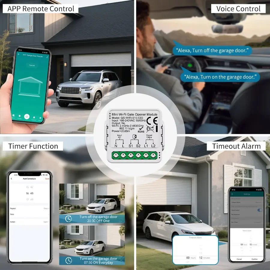 100-240V Tuya Zigbee WiFi Gate Opener Module Smart Garage Door Controller Switch Smart Life App Remote Control Alexa Google Home