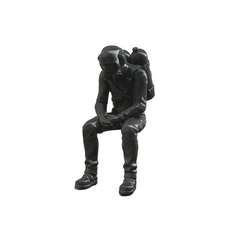 Nautical Deep Sea Diver Figurine Seated Scuba 3D Printed Diver Home Desk Statue Handicraft Ornament Ocean Theme Home Decor Gifts