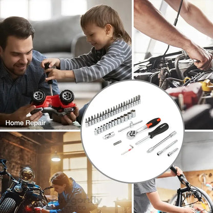 For Harley Dyna Softail Sportster Electra Road King Street Glide 46pcs Car Repair Tool 1/4-Inch Socket Set