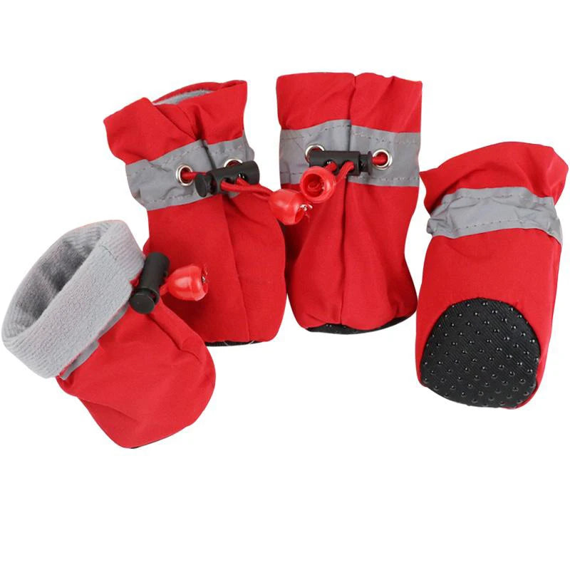Dog Shoes 4pcs Waterproof Anti-Slip, Winter Warm Boots with Socks, Breathable Soft Pet Outdoor Accessories