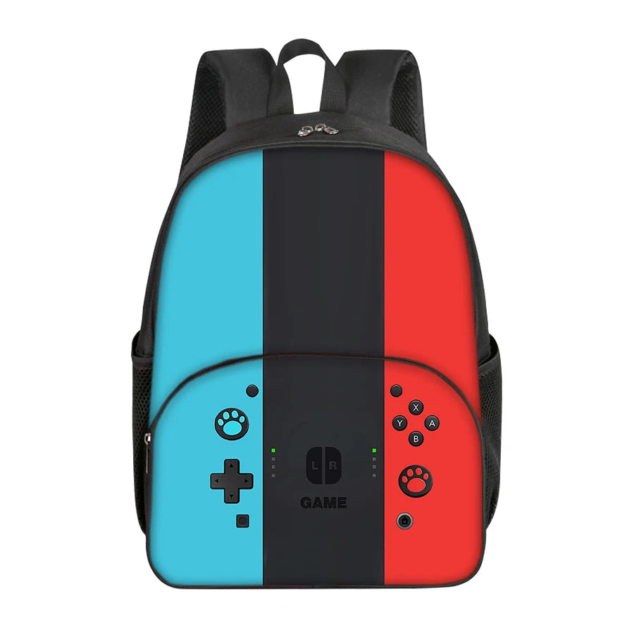 Casual Commute Games Console Circular Front Pocket Backpack For Boys/Girls Best Gifts 2D Flat Cartoon School Bag For Children