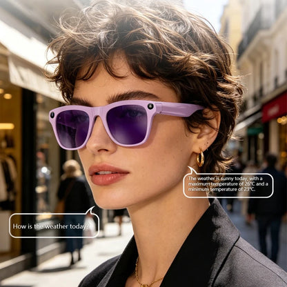 Lenovo Upgrade Smart AI Glasses 1600W HD 8K Shooting Camera Photo Video Voice Call Translation Bluetooth AI Motorcycle Glasses